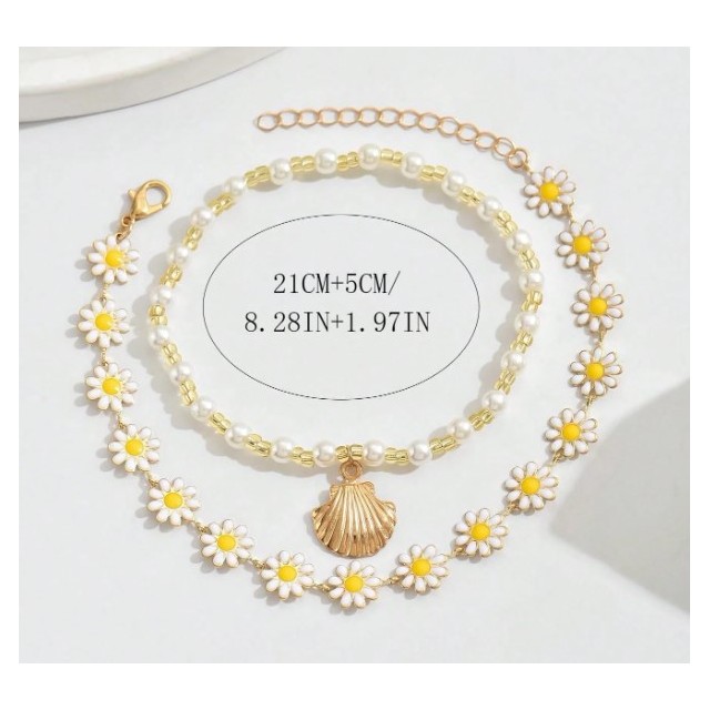 Poletni gleženjski nakit z marjeticami