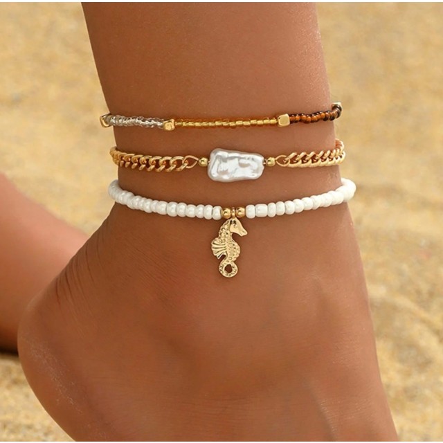 Komplet 3 poletnih zapestnic z morskim konjičkom