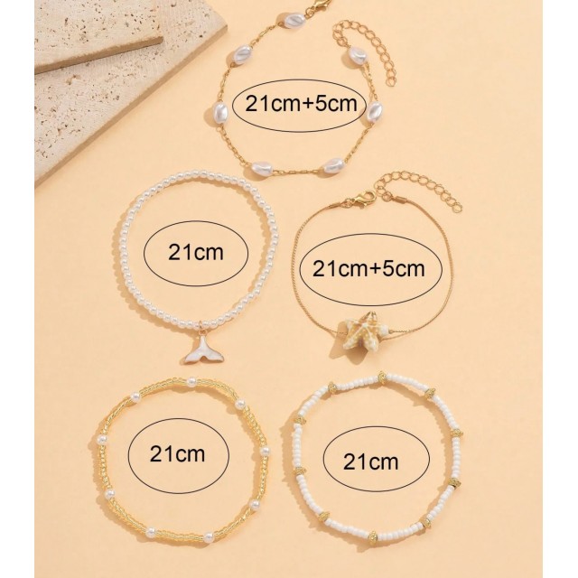 Komplet petih zapestnic za nogo 