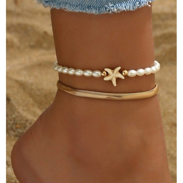 Komplet 2 zapestnic za nogo z zvezdico 