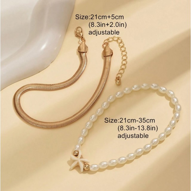 Komplet 2 zapestnic za nogo z zvezdico 