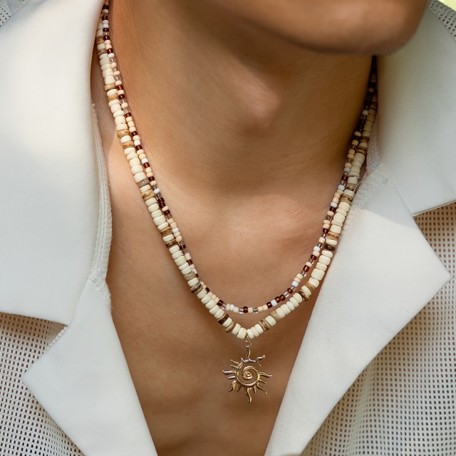 Bohemska dvodelna verižica za moške z obeskom sonca