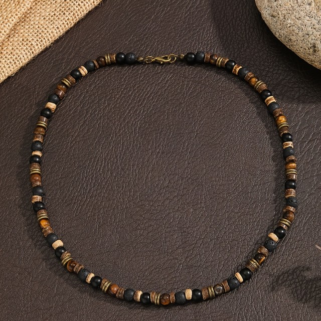 Ogrlica iz kokosovih školjk in perlic tigrovega očesa