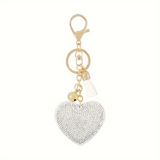 Čudovit obesek za ključe s kamenčki v obliki srca