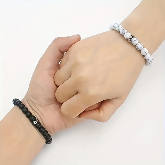 2-delni komplet zapestnic v preprostem slogu z naravnimi kamni