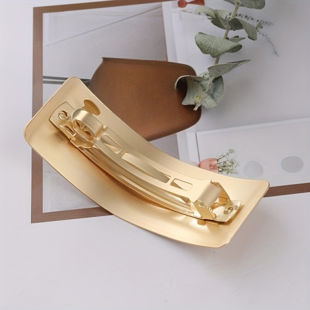 Elegantna široka pravokotna kovinska sponka za lase