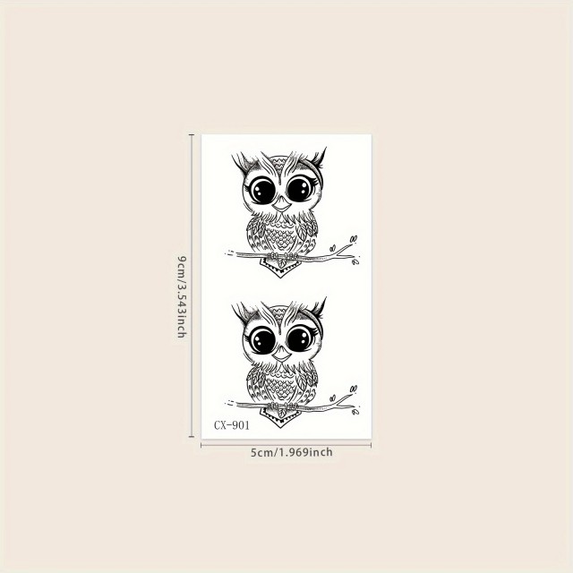 Minimalistična vodoodporna začasna tatu nalepka sovica
