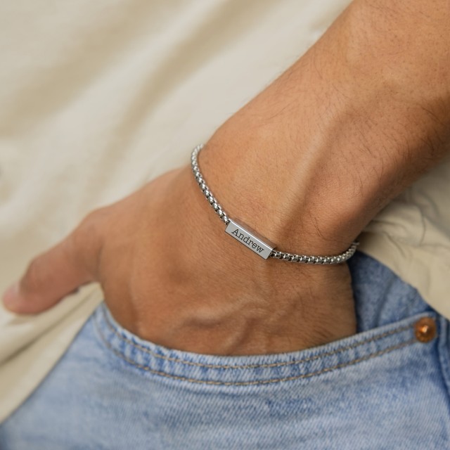 Personalizirana moška zapestnica z gravuro po želji