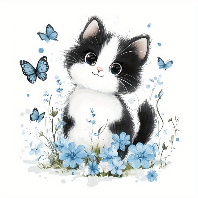 Prikupna začasna tatu nalepka z mucko