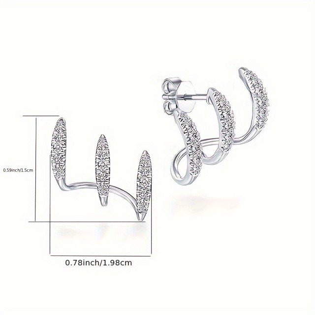 Enostavni uhani iz nerjavečega jekla, s cirkoni 2 barvi