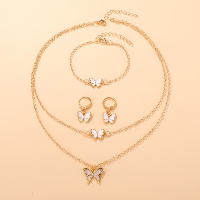 3 delni set nakita z roza ali belimi metuljčki 