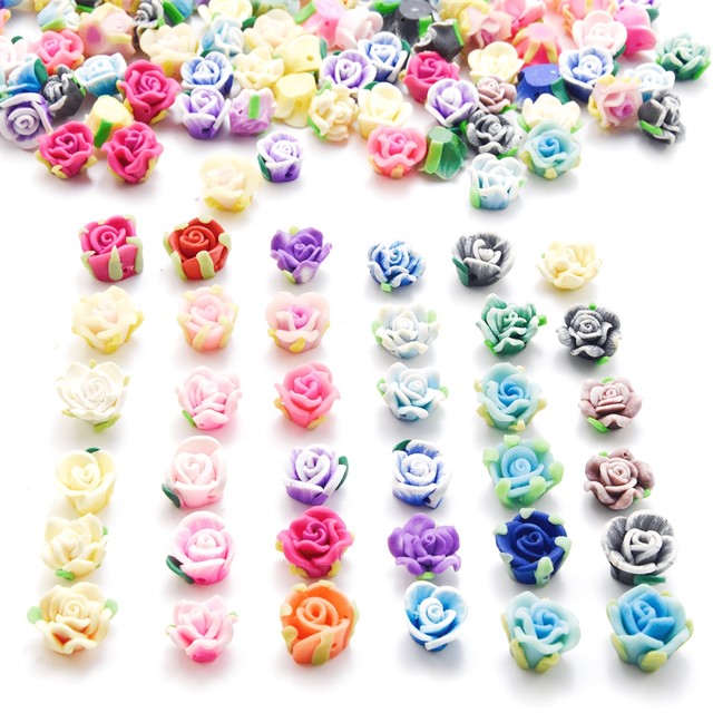 Fimo perle vrtnice – mešane barve – 50 kosov