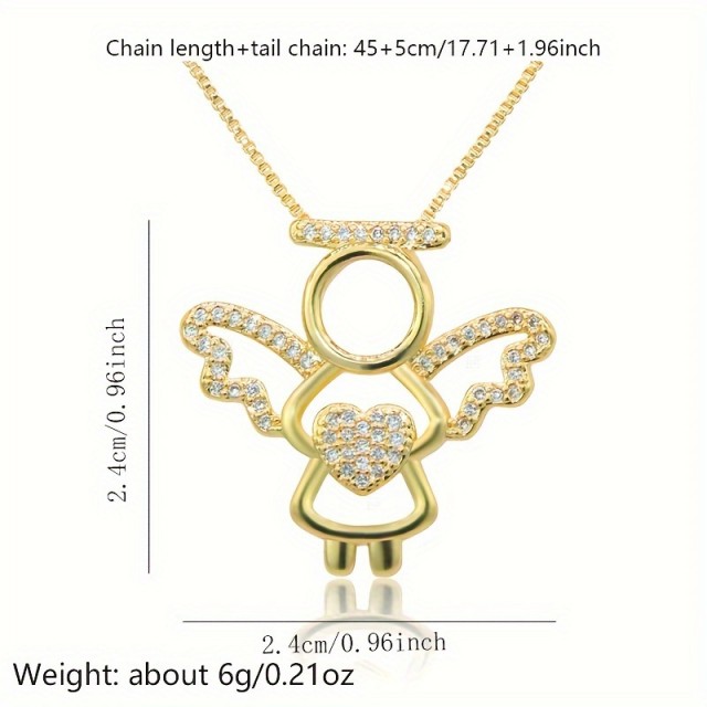 Ljubek sijoč angelov obesek z ogrlico