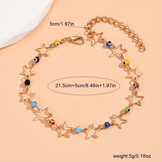 Zapestnica za nogo z zvezdicami in pisanimi perlicami