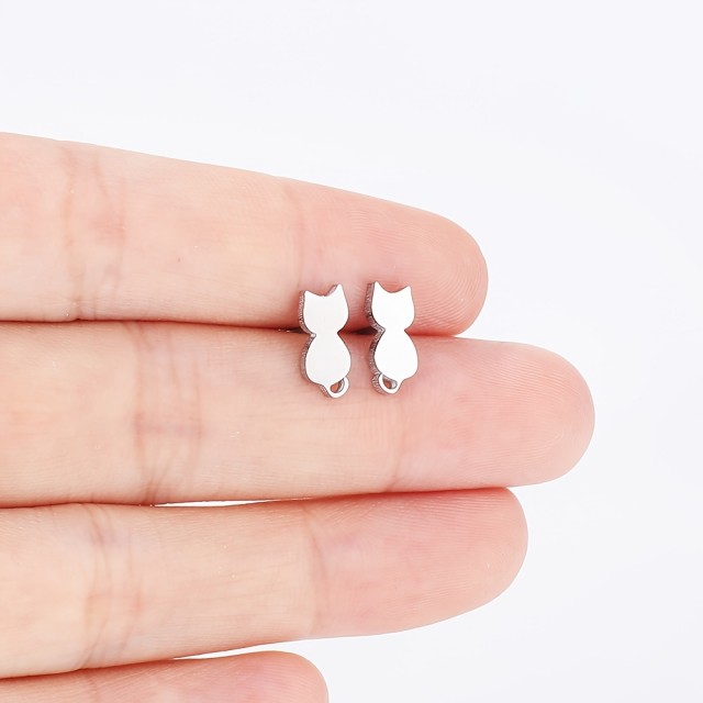 Prikupni uhančki z mucko nerjaveči 3 barve