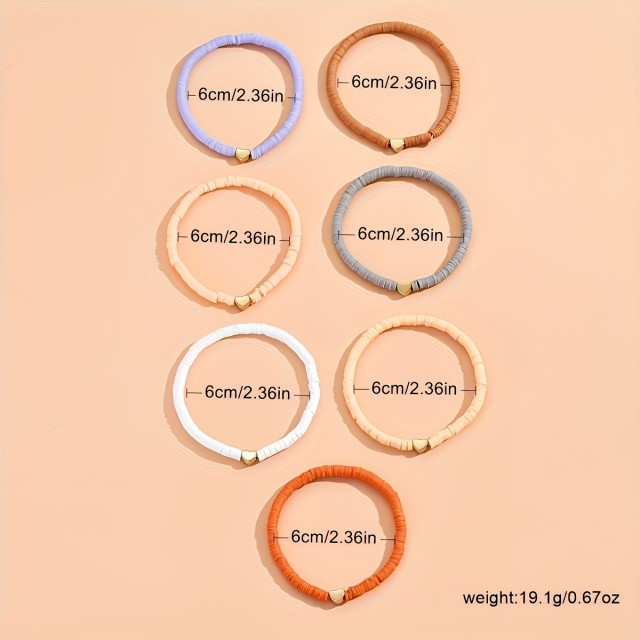 7 delni komplet zapestnic s srčki v modrih odtenkih