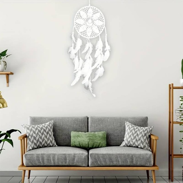 Romantični beli lovilec sanj za stensko obešanje