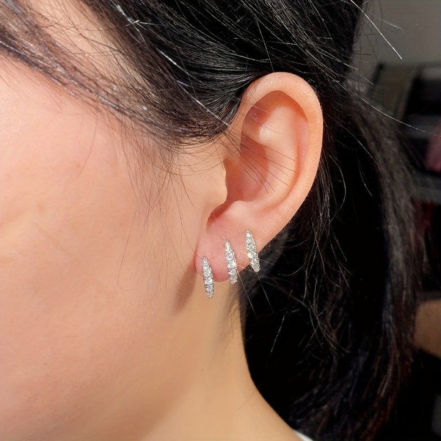 Enostavni uhani iz nerjavečega jekla, s cirkoni 2 barvi