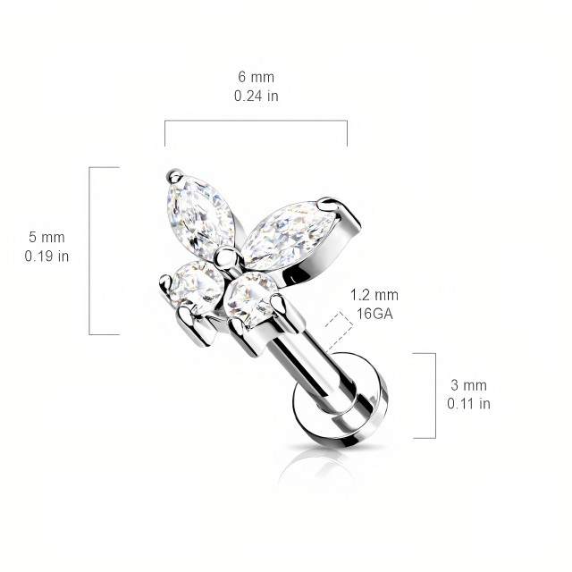 Uhan za hrustanec iz 316 L nerjavečega jekla metulj