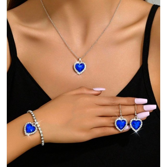 Čudovit 3 delni kristalni komplet z ogrlico uhani zapestnico 4 barve