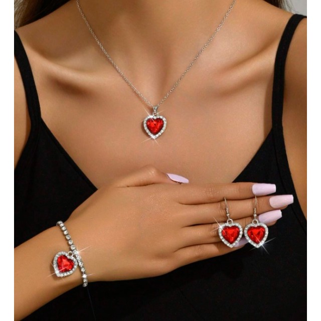 Čudovit 3 delni kristalni komplet z ogrlico uhani zapestnico 4 barve