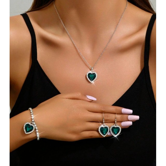 Čudovit 3 delni kristalni komplet z ogrlico uhani zapestnico 4 barve