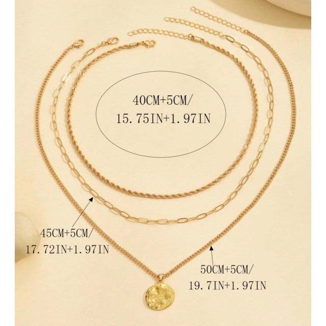 3 delni set ogrlic v zlati barvi 