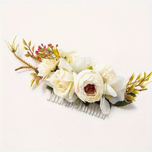 Boemski cvetlični dodatek za lase z glavnikom