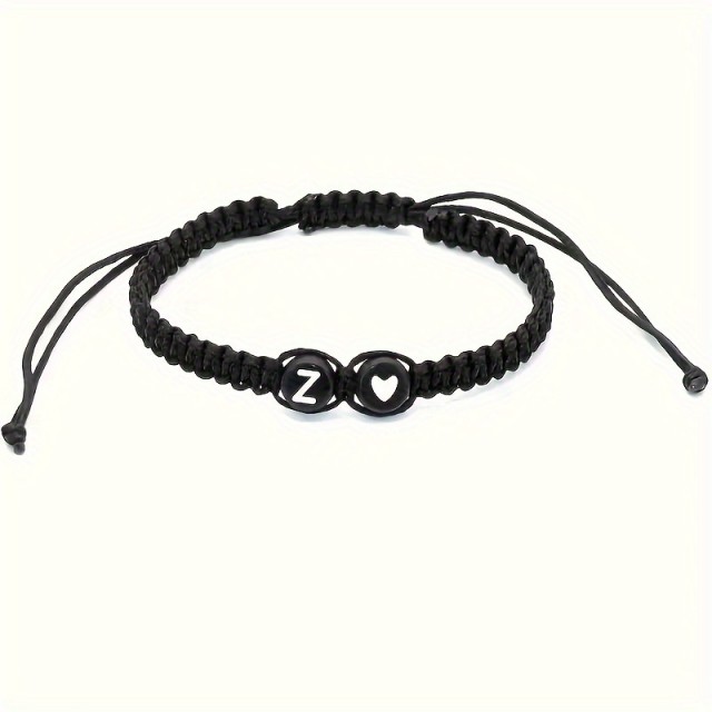 Nastavljiva pletena zapestnica z inicialno in srcem