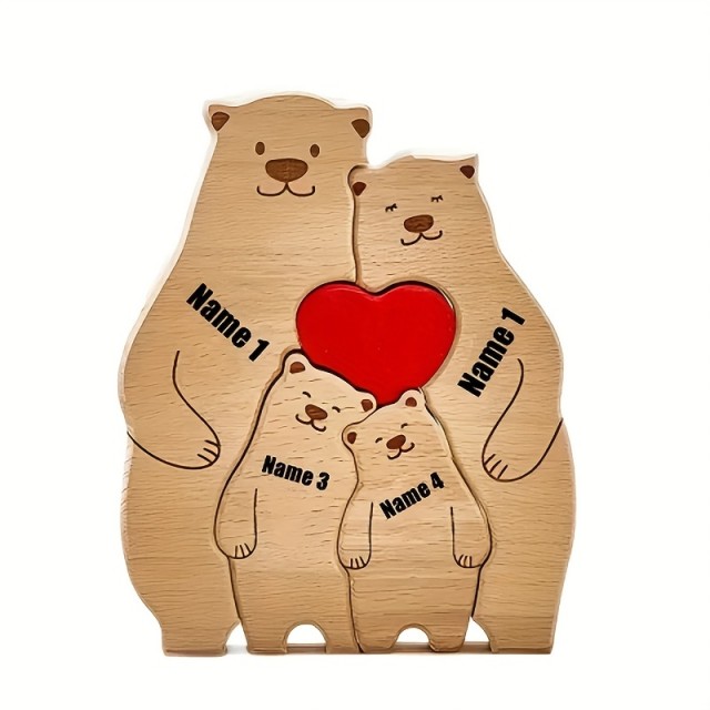 Personalizirana lesena medvedja sestavljanka VAŠA DRUŽINA