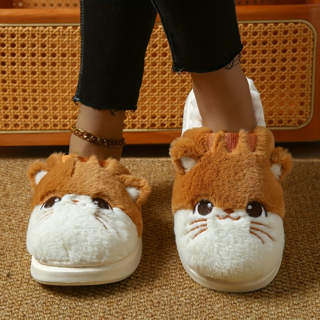 Prikupni mehki ženski hišni copatki z mucko