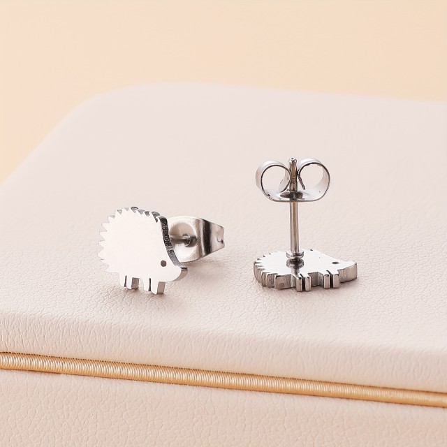 Minimalistični uhani nerjaveče jeklo z ježkom