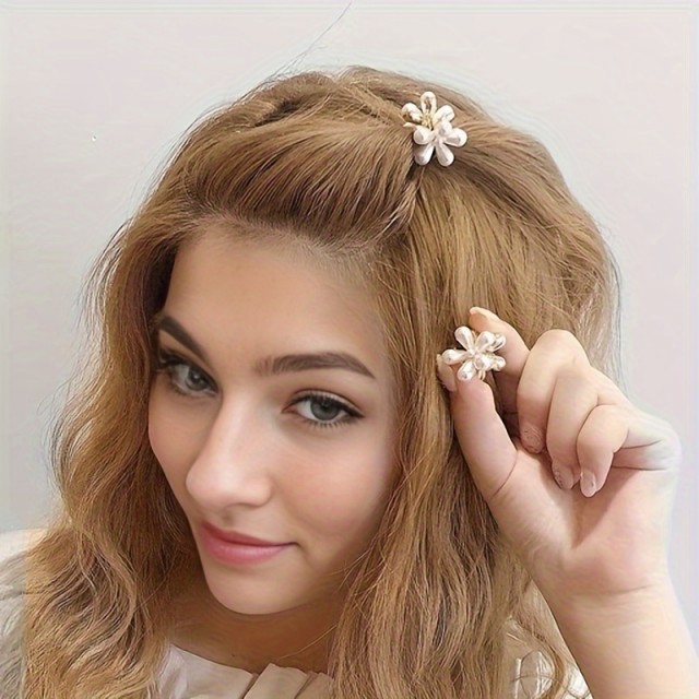 10 kosov mini sponk za lase iz umetnih biserov