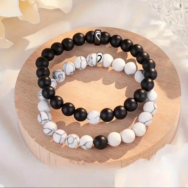 2-delni komplet zapestnic v preprostem slogu z naravnimi kamni