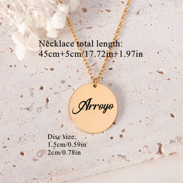 Personalizirana ogrlica z okroglim obeskom in gravuro po vaši želji