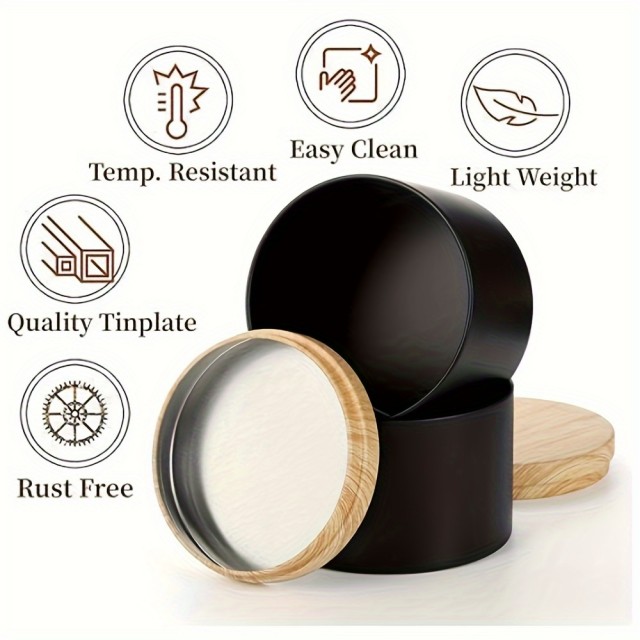 Kovinska posoda z lesenim pokrovom črna ali bela 118ml