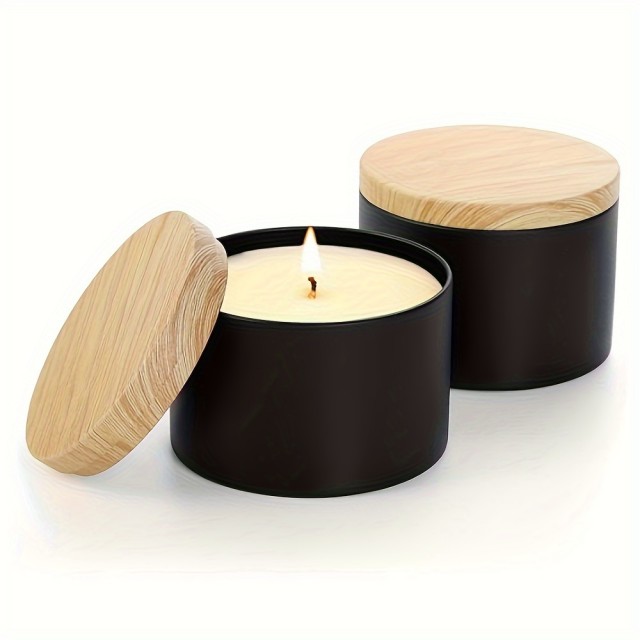 Kovinska posoda z lesenim pokrovom črna ali bela 118ml