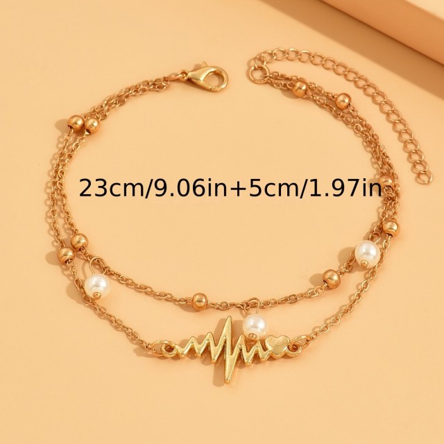 Srebrna zapestnica za nogo s srčnim utripom