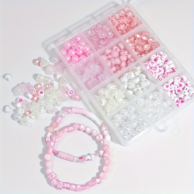Komplet za izdelovanje nakita v roza barvi 400 kosov 