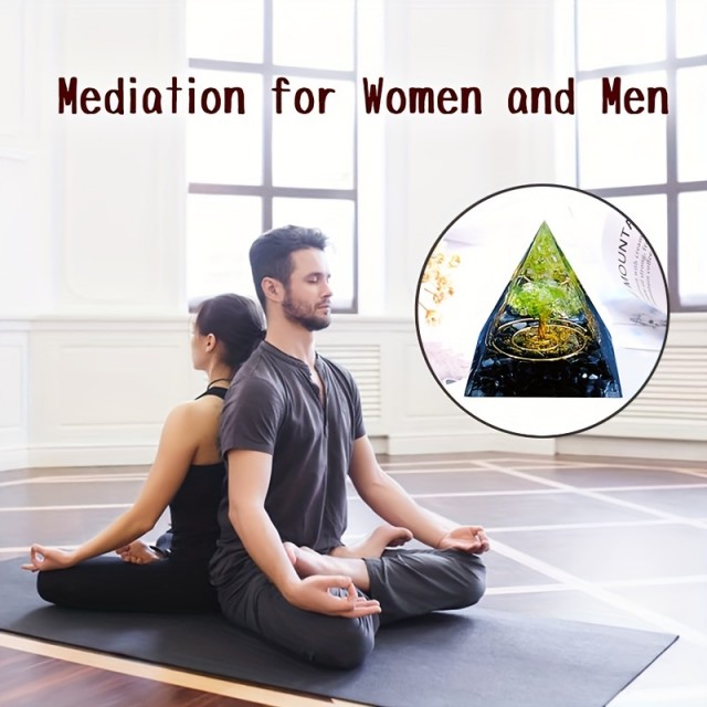 Orgonitna piramida z drevesom življenja Peridot & Obsidian 5 cm