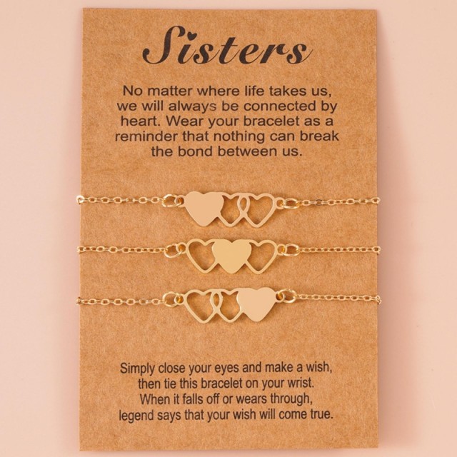 Set 3 zapestnic za sestrice, zlate barve SISTERS