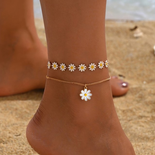 Boho komplet 2 zapestnic z marjeticami