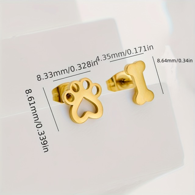 Prikupni vtični uhani s tačko in kostjo 