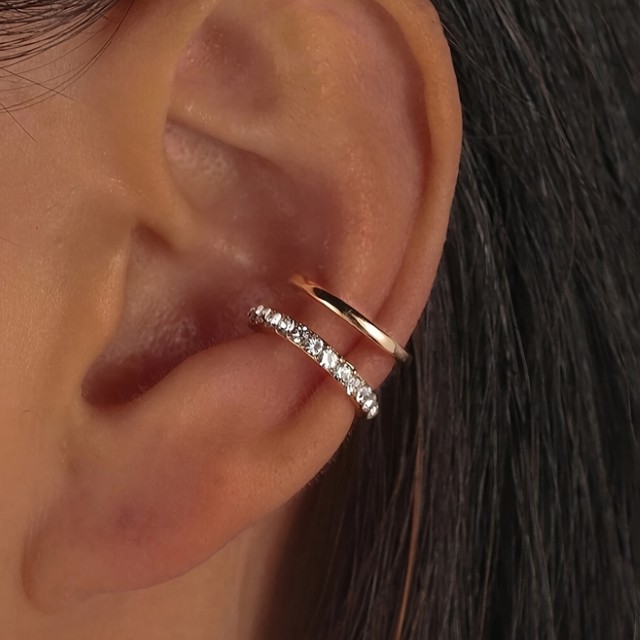 Enojni uhan s cirkoni v 2 barvah (luknjice niso potrebne)