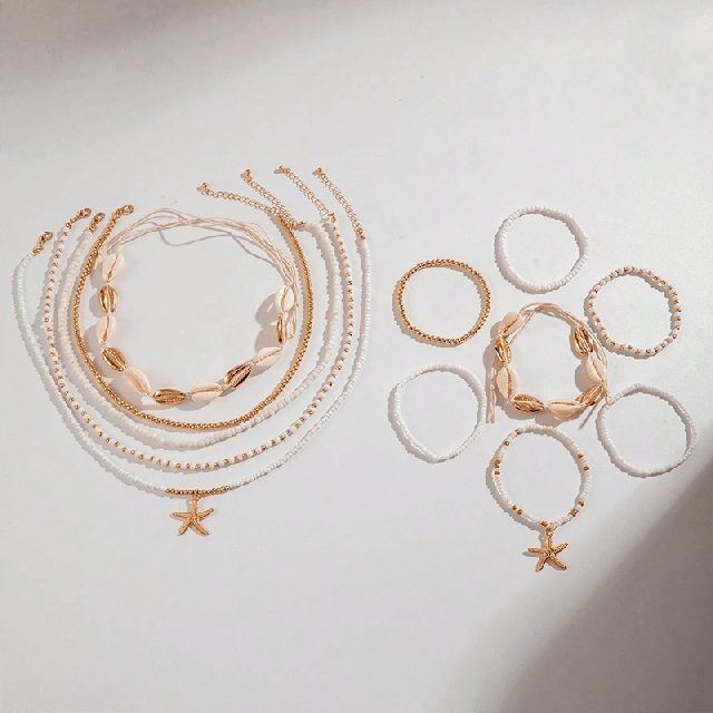 12 delni poletni komplet zapestnic in verižic