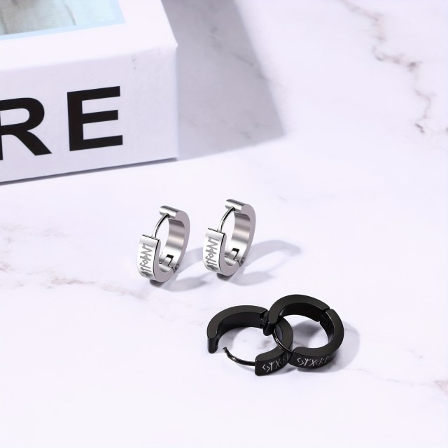 Moški okrogli uhani z vikinškimi motivi 