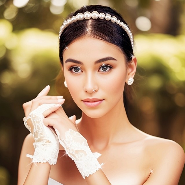 Poročni obroč za lase s perlicami različne velikosti