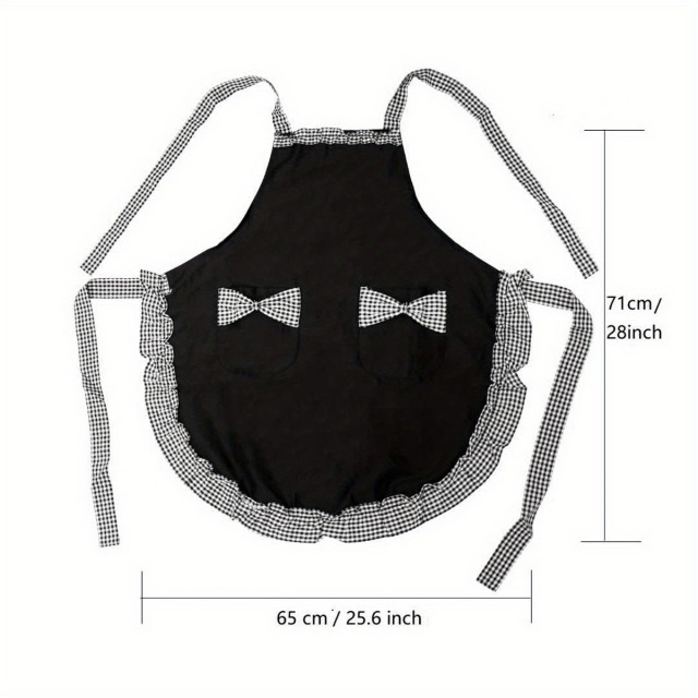 Vintage črno beli predpasnik s karirastim vzorcem