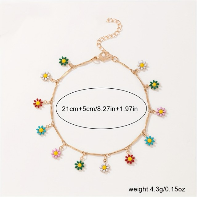 Boho zapestnica za nogo s pisanimi marjeticami