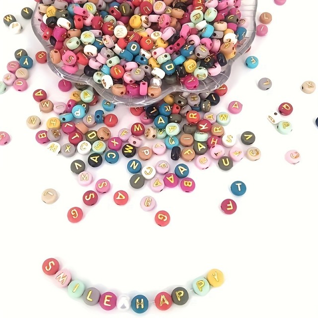 Pisane črkovne kroglice za izdelavo nakita – 50 kosov